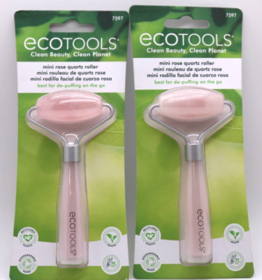 2X Ecotools Mini Rose Quartz Face Massaging Roller 4.5'' Approximate Length #7597