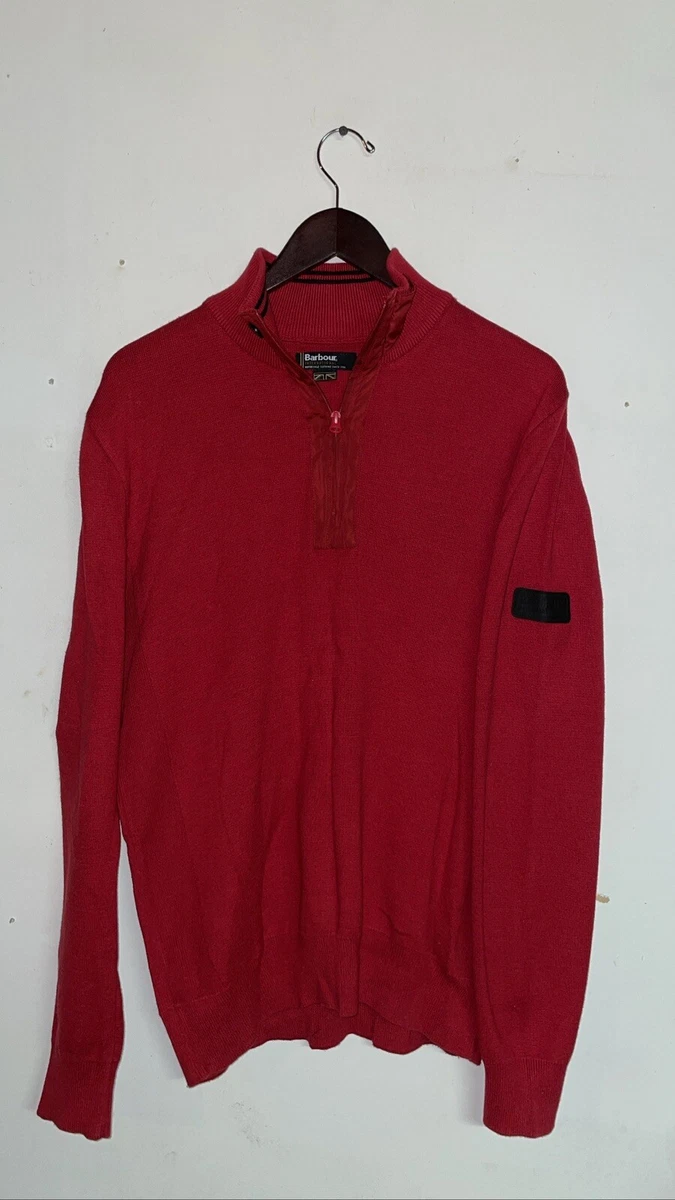 Men's Barbour International Red 1/4 Zip Sweater Pullover Size (Eur-L) (US 42-44)