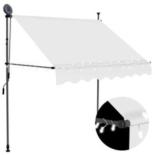 Manual Retractable Awning with LED 200 cm Cream vidaXL