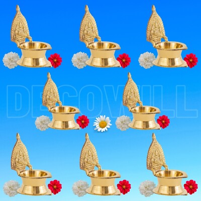 Decowill Pure Brass Kamakshi Devi Diya | Kamakshi Deepam | Pack of 8