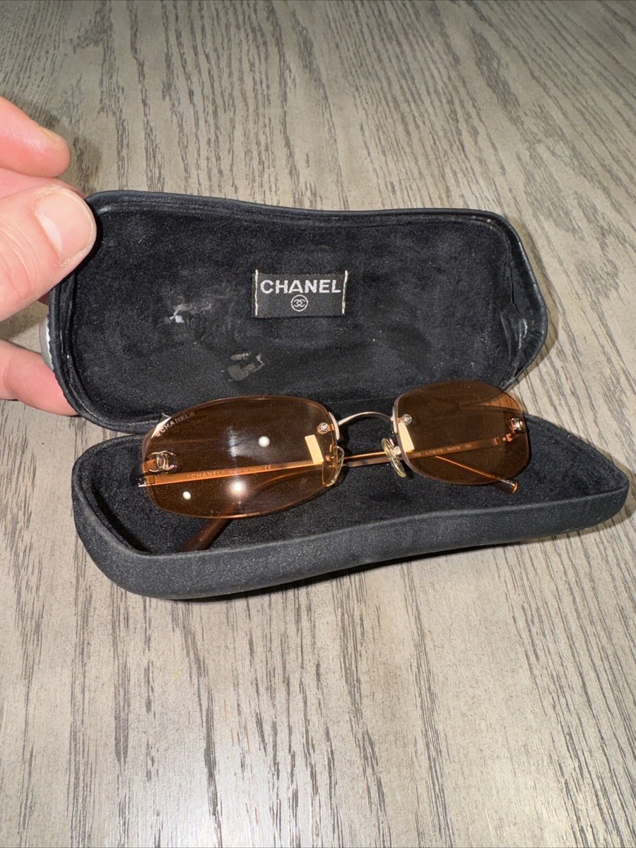 Vintage Chanel Sunglasses 4002 C.116/74 Rimless Brown Pink Vintage Chanel Sunglasses 4002 C.116/74 Rimless Brown Pink