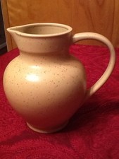 PIER 1 NATURAL SPECKLE 2 QUART PITCHER ALL MATT BEIGE BROWN TAN STONEWARE TULIP 
