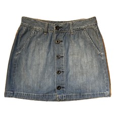 Old Navy Ultra Blue Faded Denim Jean Skirt Button Front Size 4