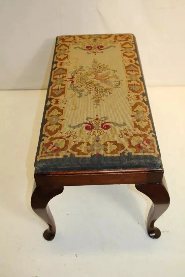 Antiguo banco ventana piano caoba Queen Anne, punta de aguja original, siglo XIX. Foto 4 de 4