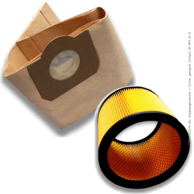 10x Staubsaugerbeutel + 1x Patronen Filter geeignet für Einhell BT-NTS 20 A