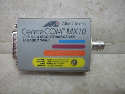 AUI BNC Transceiver Allied Telesis Centre COM MX10 10Base-2 (coax) (681)