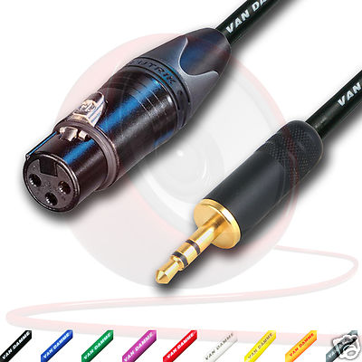 Female XLR to 3.5mm Mini Jack Mic Lead. Pseudo Balanced. Neutrik Van Damme Cable