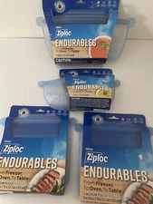 4 Ziploc Endurables  Varied Lot Reusable Silicone Brand New In Orginal Container