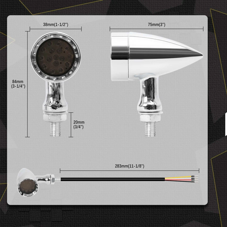 For Yamaha V Star 650 950 Chrome LED Blinker Brake Turn Signals Running Lights - Image 2 of 4