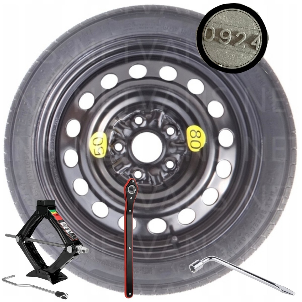 Ruotino Di Scorta 135/80R17 Compatibile Con Suzuki S-Cross, SX4 E Vitara – Gomma Di Emergenza 65x14 Cm