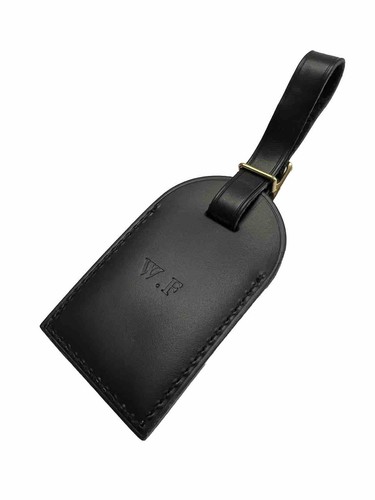 Louis Vuitton Luggage Name Tag w/ WF Stamped F W Black Leather Large - Picture 10 of 11