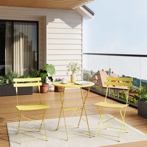 3-Piece Folding Bistro Set with Coffee Table & 2 Chairs for Patio,Balcony Garden - Picture 7 of 66