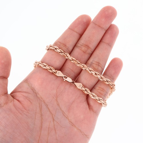 14K Rose Gold 1.5mm-6mm Diamond Cut Rope Chain Necklace Mens Womens 16"-30" - Picture 43 of 84