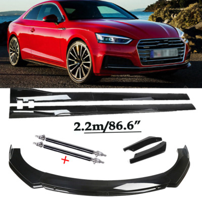Front Bumper Spoiler Body K Side Skirt Strut Gloss Black For Audi A3 A5 A6 A7 A8