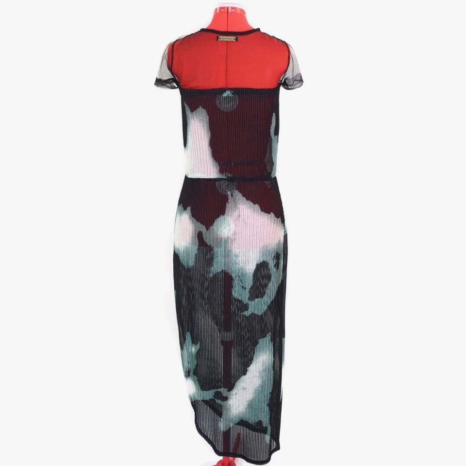 PLEIN SUD NUEVO Vestido Mujer Tejido Seda Camuflaje Plumas Decorado Talla S Foto 2 de 4