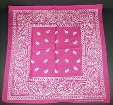 Vtg PINK Color Fast Bandana 100 Cotton White Cowgirl Hanky RN 13960 Single Hot