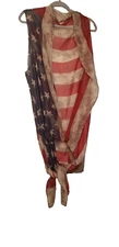 USA - AMERICAN FLAG BOHO Distressed Patriot Kimono Vest Cowgirl Gypsy Festival