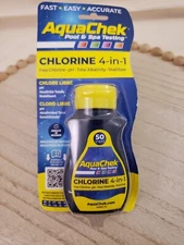 Aquachek Yellow 4-IN-1 Pool Spa Hot Tub Test Strips 50 4-Way Test Strips - New