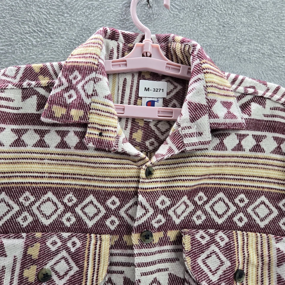 Champion Boy Button Up Shirt L Burgundy Geometric Long Sleeve Aztec - Image 4 of 4