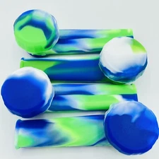 Silicone Smoking Pipe with Metal Bowl & Cap Lid | Blue/Green/White 10 pack 