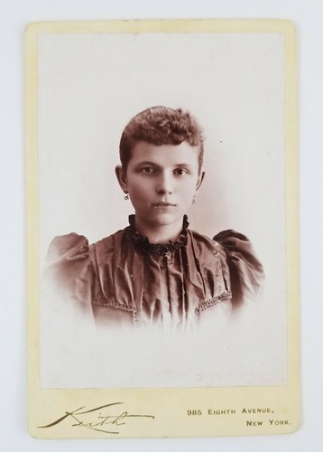 Cabinet Card Photo Pretty Young Woman Victorian Fashion Kirth New York - Picture 2 of 7