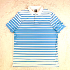 Oakley Polo Shirt Men  s SMALL Blue White Striped Hydrolix Regular Fit Golf
