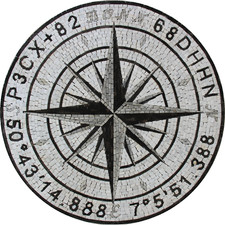 Mosaic Marble Medallion Compass Background Round Home Decor