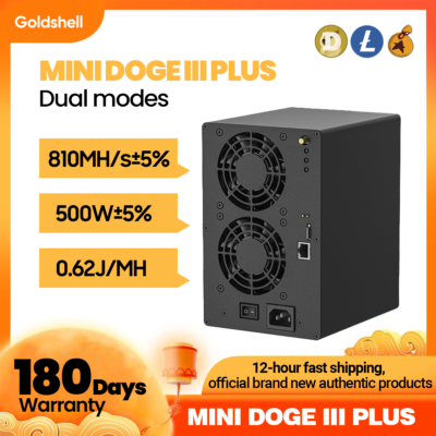 New Goldshell MINI DOGE Ⅲ PLUS Miner ASIC 810Gh/s 500W With PSU