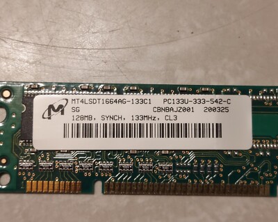 Barrette Mémoire Micron 128 Mo SDRAM PC133 – CL3, DIMM Non-ECC – MT4LSDT1664AG-133C1