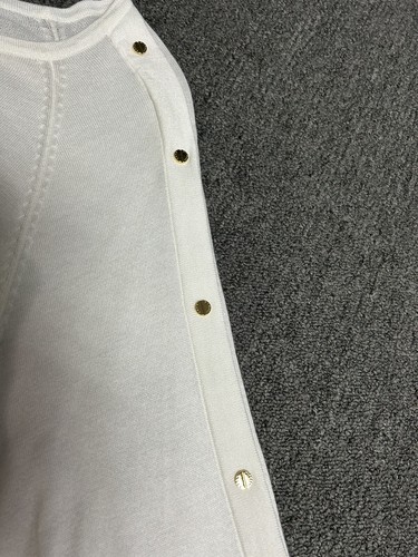 Michael Kors White Cotton Sweater Gold Button Detail Sleeves women’s Large NWT - Picture 5 of 5