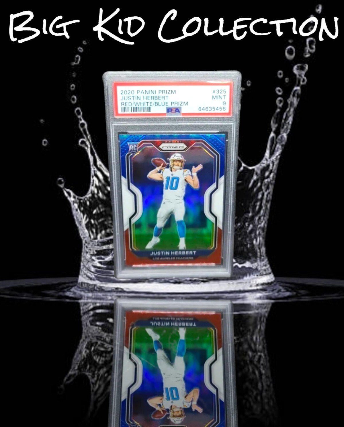 2020 Panini Prizm Justin Herbert Rc Red White Blue Prizm #325. PSA 9