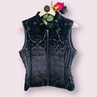 UN JOUR Black Quilted Vest SZ S FLOCKED
