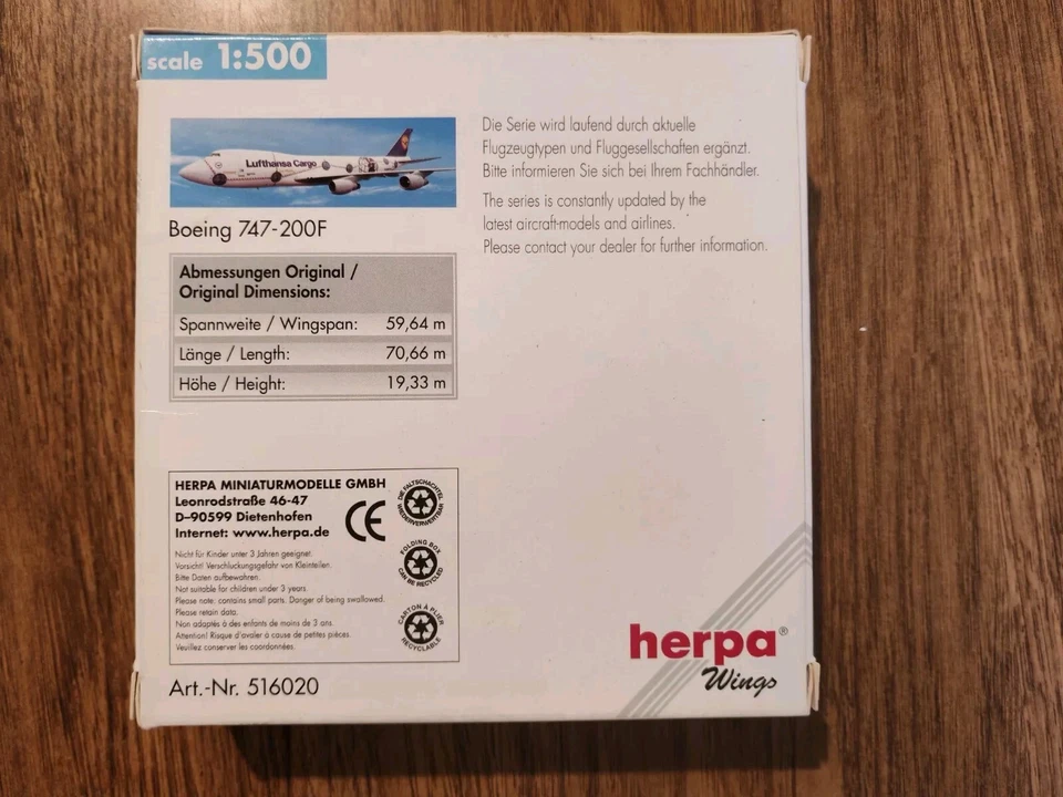 Herpa Wings 1-500 Lufthansa 747-200 Cargo - Immagine 2 di 4