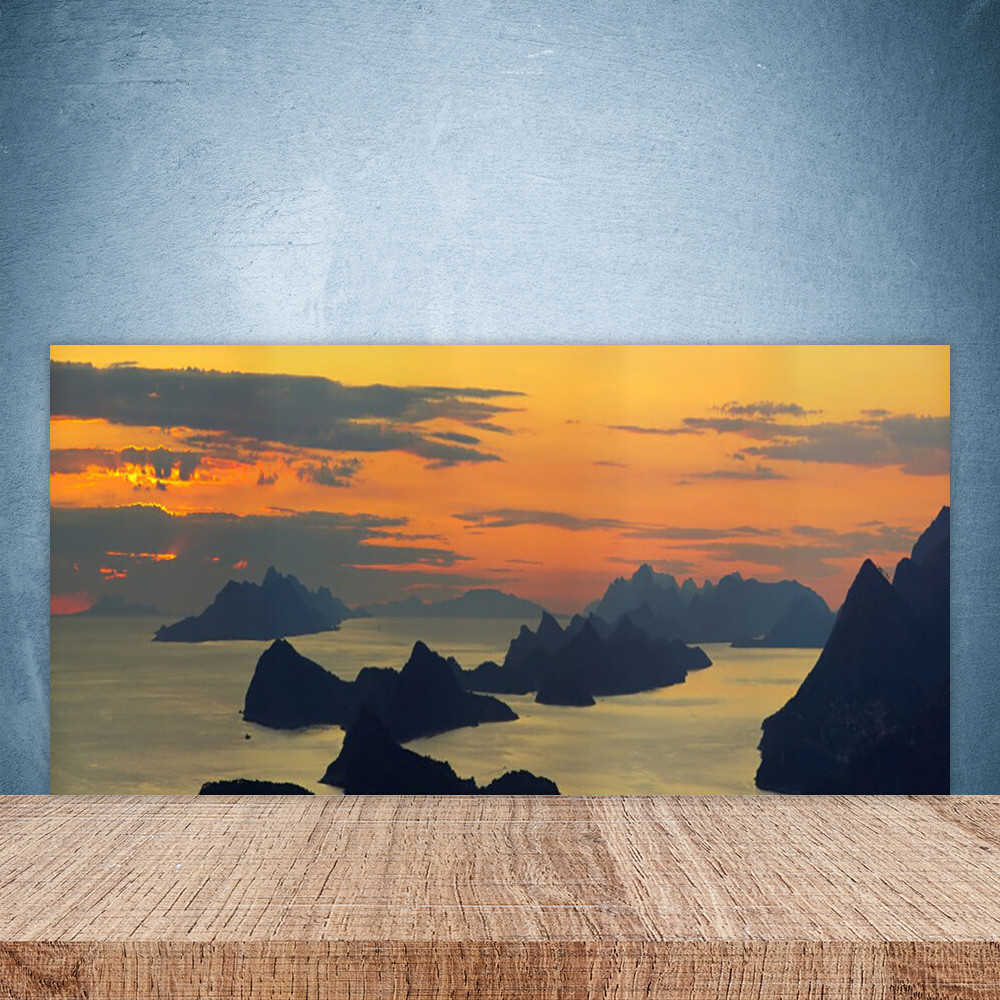 Crédence de cuisine en verre 100x50 cm motif paysage marin rocheux