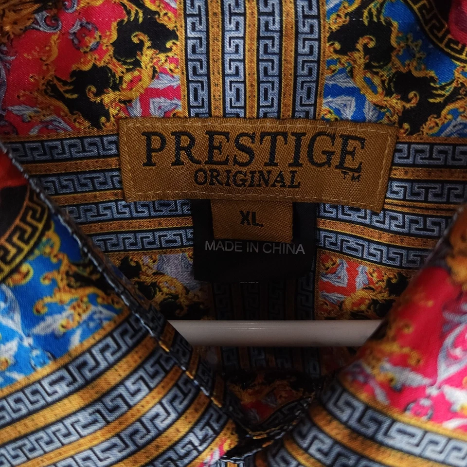 Prestige Original Shirt Men XL Gray Blue Red Vibrant Colorful Faces Button Up * - Image 4 of 4