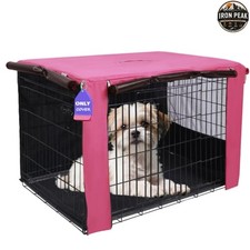 Dog Crate Cover 24 in Pink 600D Polyester Waterproof Mesh Ventilation