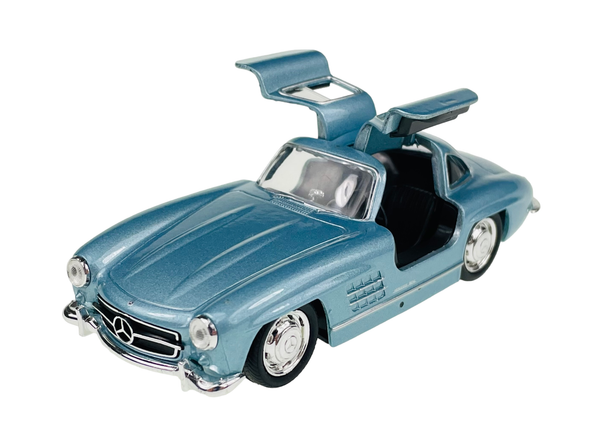 Welly Old Timer MERCEDES-BENZ 300SL Gullwing Blau 1:34 New Die Cast Model In Box-image
