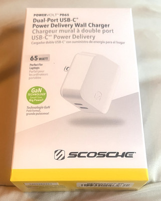 Scosche PowerVolt PD65 Dual-Port USB-C Wall Charger NIB