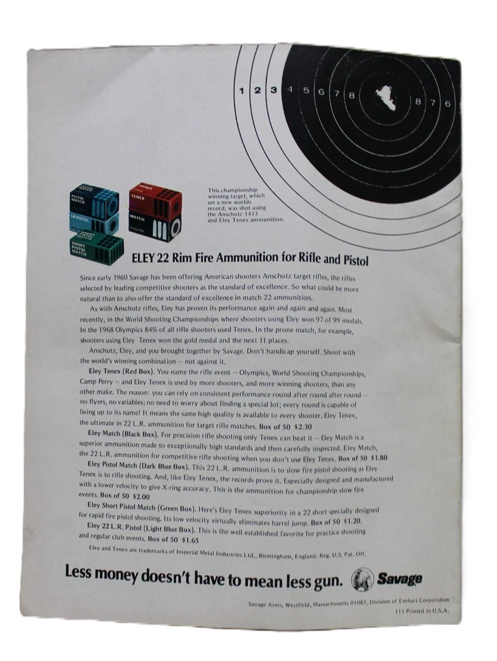 SAVAGE ARMS SPORTING FIREARMS HUNTING RIFLES ADVERTISING  CATALOG 1971 VINTAGE - Image 2 of 4