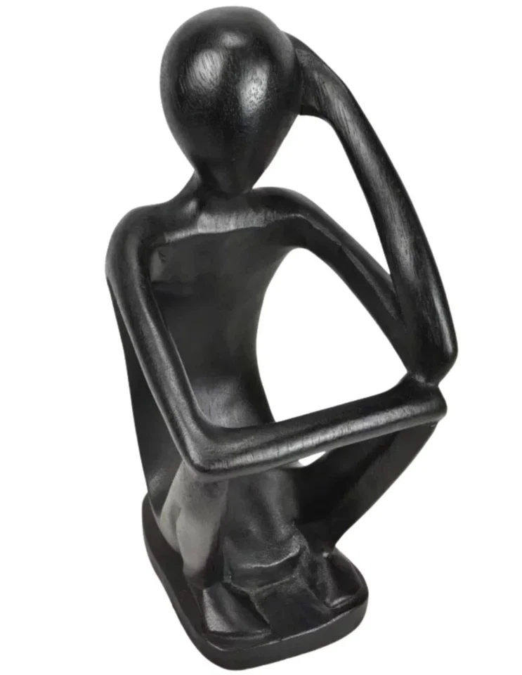 Porte-bouteille "Penseur" 30cm en bois Noir - Photo 1/4