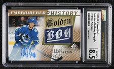 2021 SP Game Used Embroidered in History 4/15 Elias Pettersson CSG 8.5 Auto 0pz2