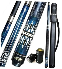  Pool cue Stick, 13mm 19 OZ B2 Blue (Black shaft) + Case + Joint Protector