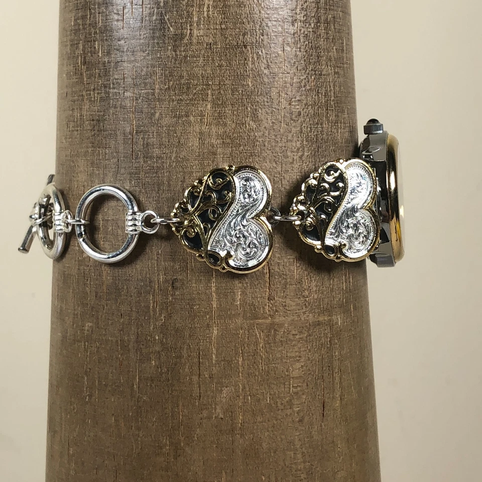 Montana Plaversmith Mujer X5032 Dess Doble Corazón Pulsera Cuarzo 25mm Reloj 7" Foto 2 de 4