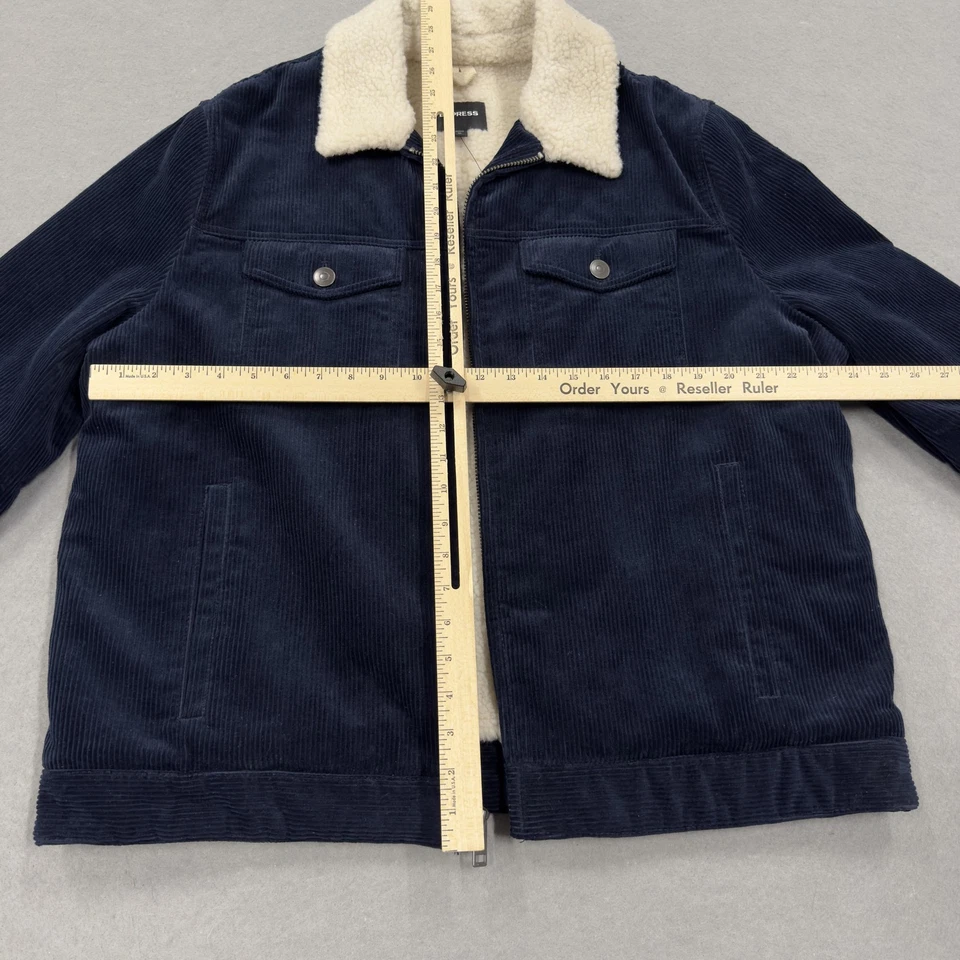 Chaqueta Express Para Hombre XL Azul Marino Pana Sherpa Forrada de Vellón Camionero Cremallera a Presión Foto 3 de 4