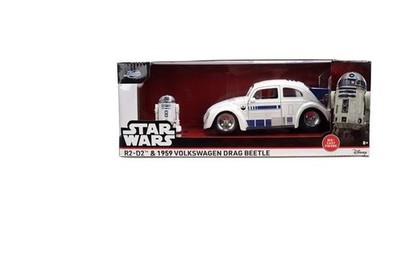 Jada Star Wars 1959 VW Drag Beetle 1:24 Scale Die-Cast Metal Vehicle with R2-D2