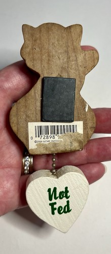 VTG Cat Is Fed/Not Fed Wooden Fridge Magnet Pet Food Reminder Cute Kitchen Decor - Picture 9 of 11