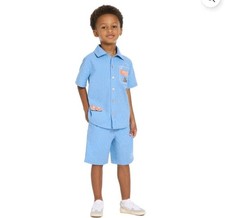 NEW Scotch  Soda Blue Striped Seersucker Button Up Shirt  Shorts Set Size 8