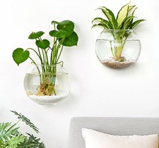 2PCS Wall Flower Vases Wall Hanging Glass Planter Propagation Station Mounted
