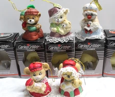 Lot of 5 Vintage Caring Critters Chimers Christmas Ornaments Porcelain by Jasco