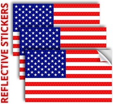 3PC Reflective American Flag Sticker - 5x3 Inches - American Flag Decal Stickers